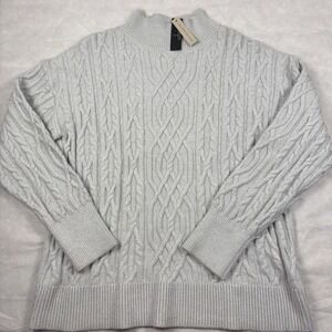 TAHARI Womens Soft Cloud Grey Mock Neck Sweater NWT Sz XL TH35312